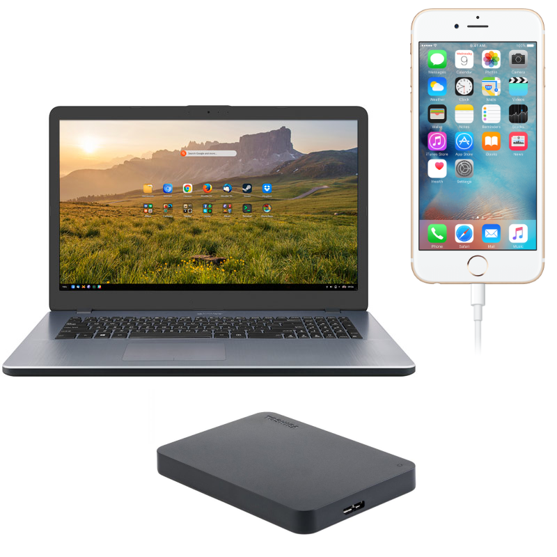 how to download photos from iphone to pc external drive